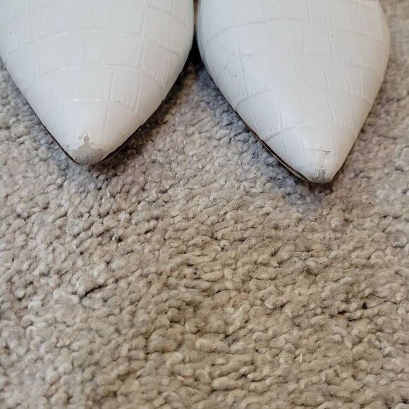 AD & DAUGHTERS Jemma Croc White Leather Flat Pointed Slip On Mule Shoes 9 - Picture 3 of 8